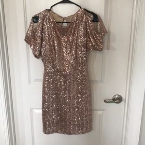 Rose Gold/Blush & Silver Sequin Homecoming Dress